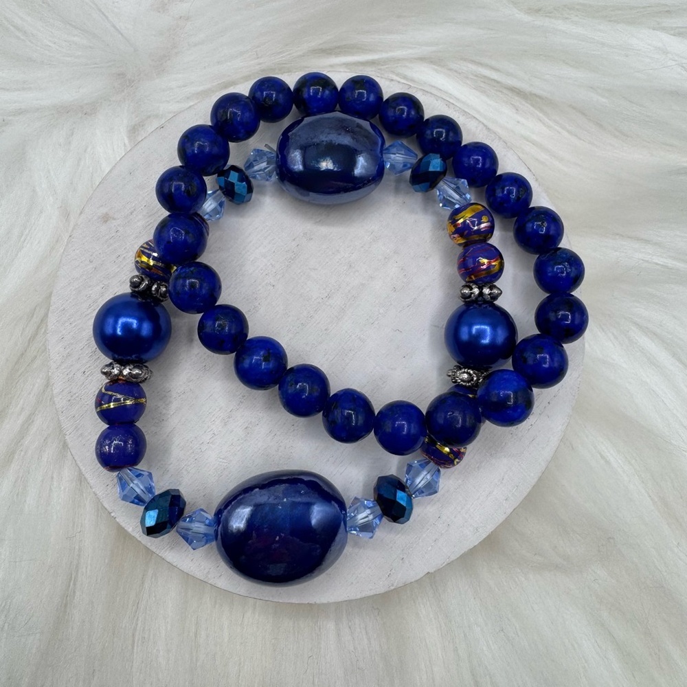 Large Beaded Navy Blue theme Bracelets